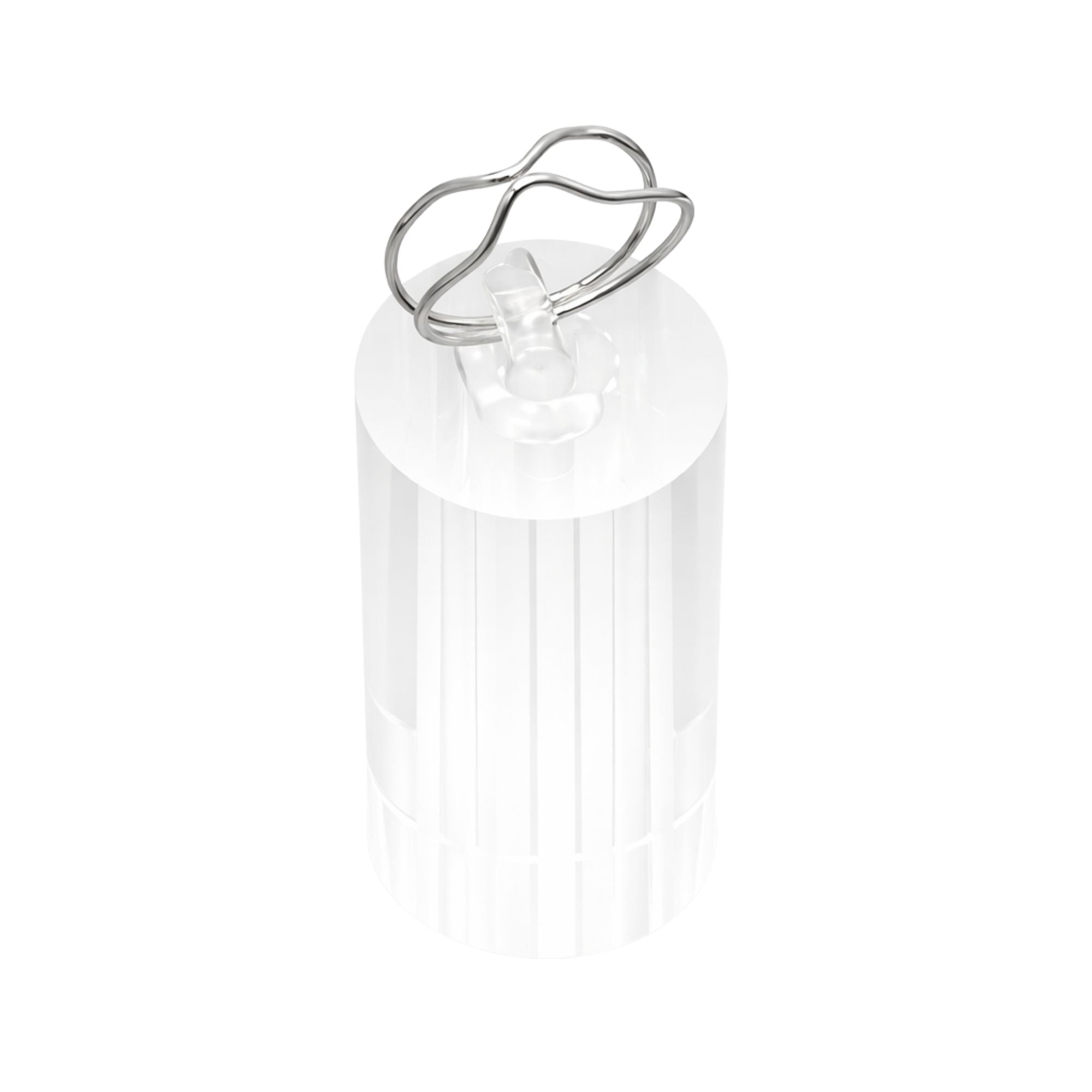 Silver Tone Double Band Wave Ring Size 8 main product image
