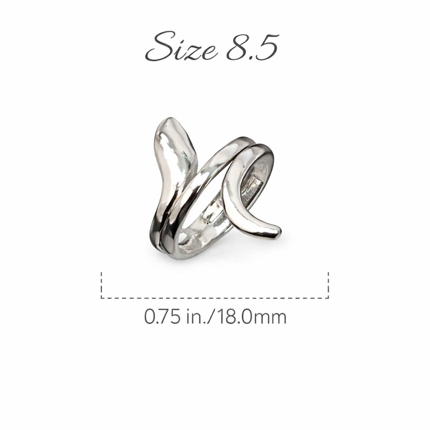 Silver Tone Wrap Spiral Ring Size 8.5 size and feature image