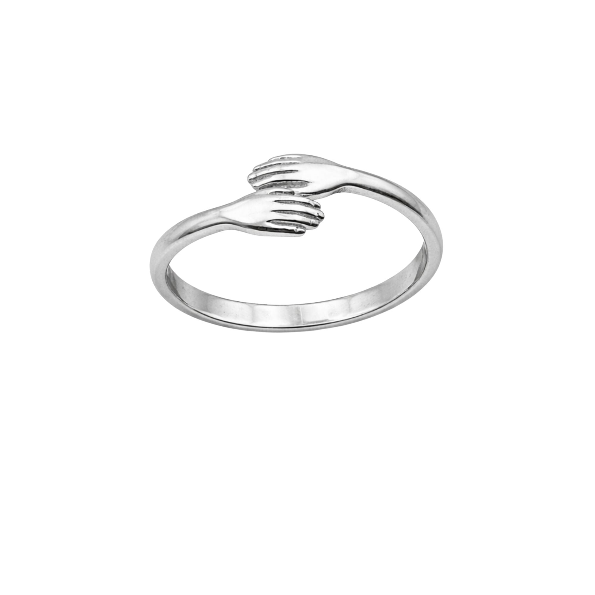 Silver Tone Hug Hands Ring Size 10 product detail image