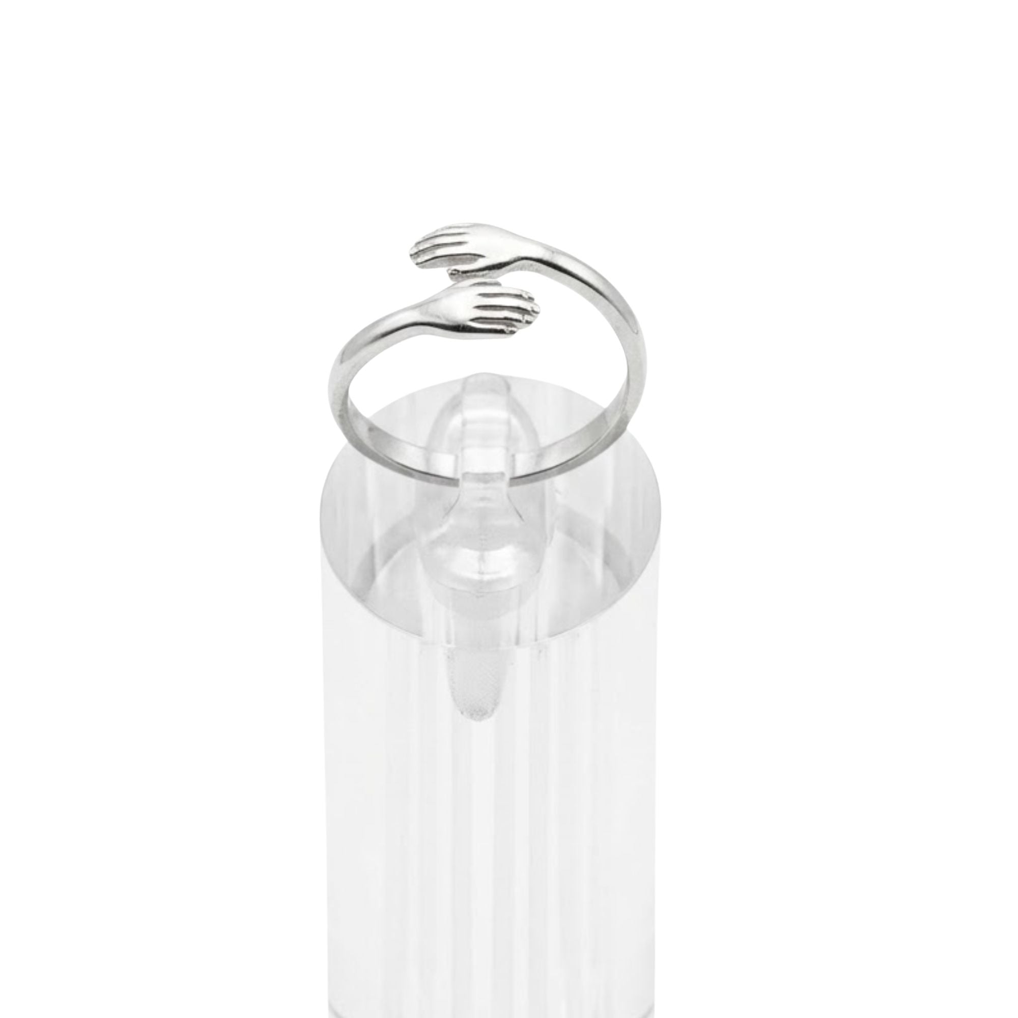 Silver Tone Hug Hands Ring Size 10 main product image