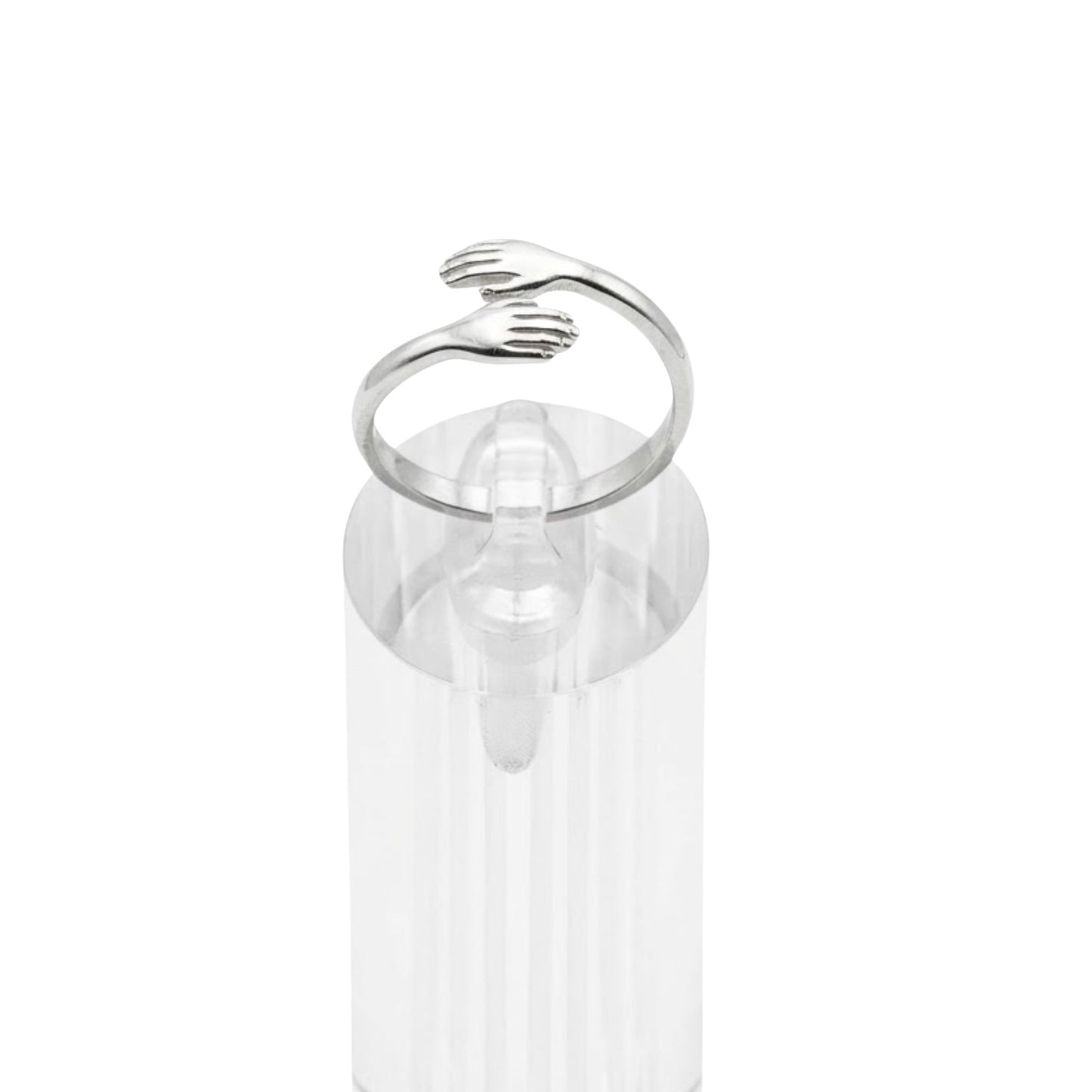 Silver Tone Hug Hands Ring Size 10 main product image