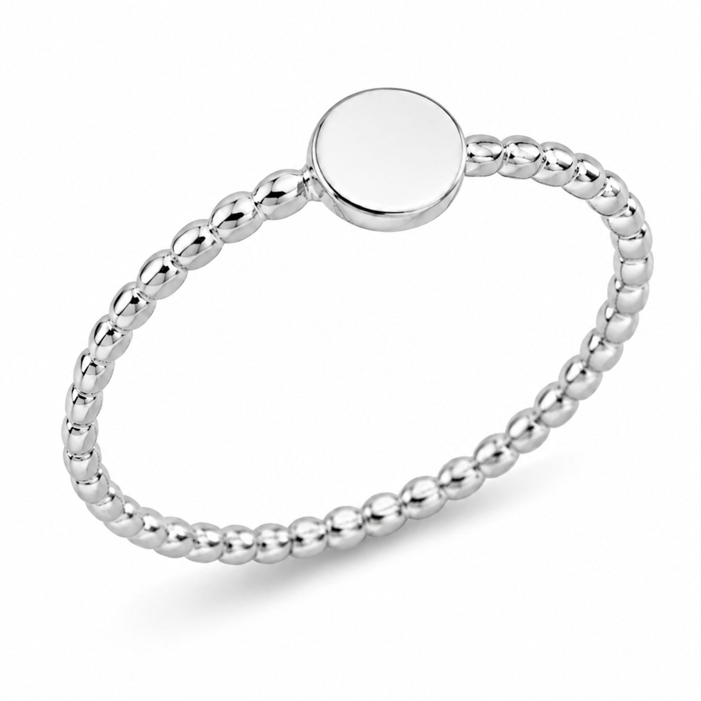 Size 5 Sterling Silver Beaded Disc Ring for Women