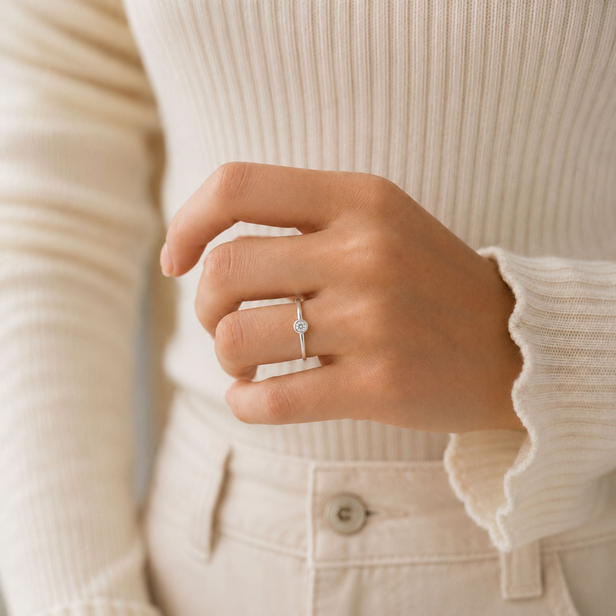 Size 6 Sterling Silver Dainty CZ Ring for Women