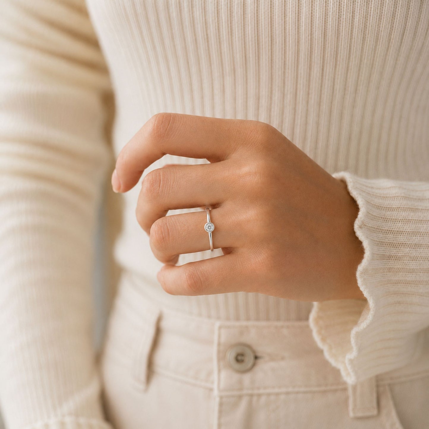Size 6 Sterling Silver Dainty CZ Ring for Women
