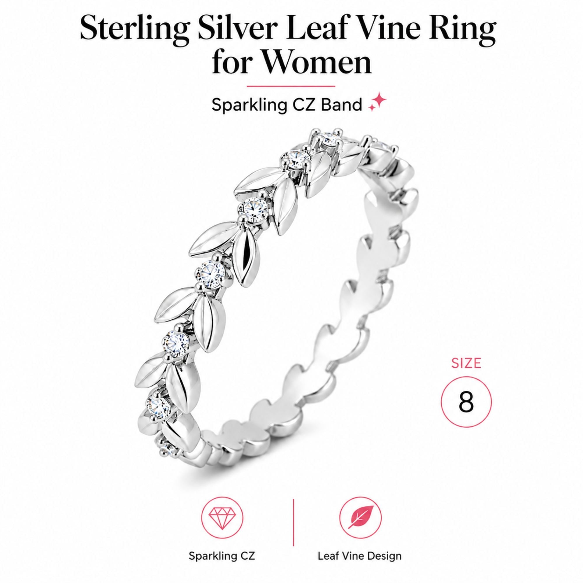 Size 6 Sterling Silver CZ Promise Ring for Women
