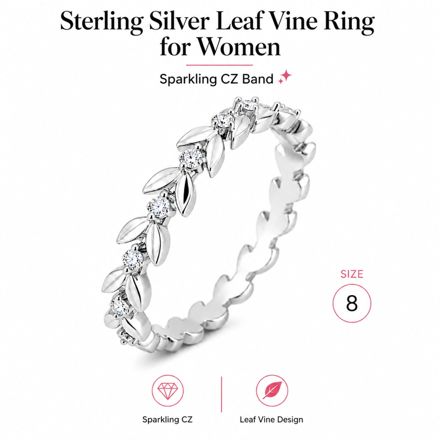 Size 6 Sterling Silver CZ Promise Ring for Women
