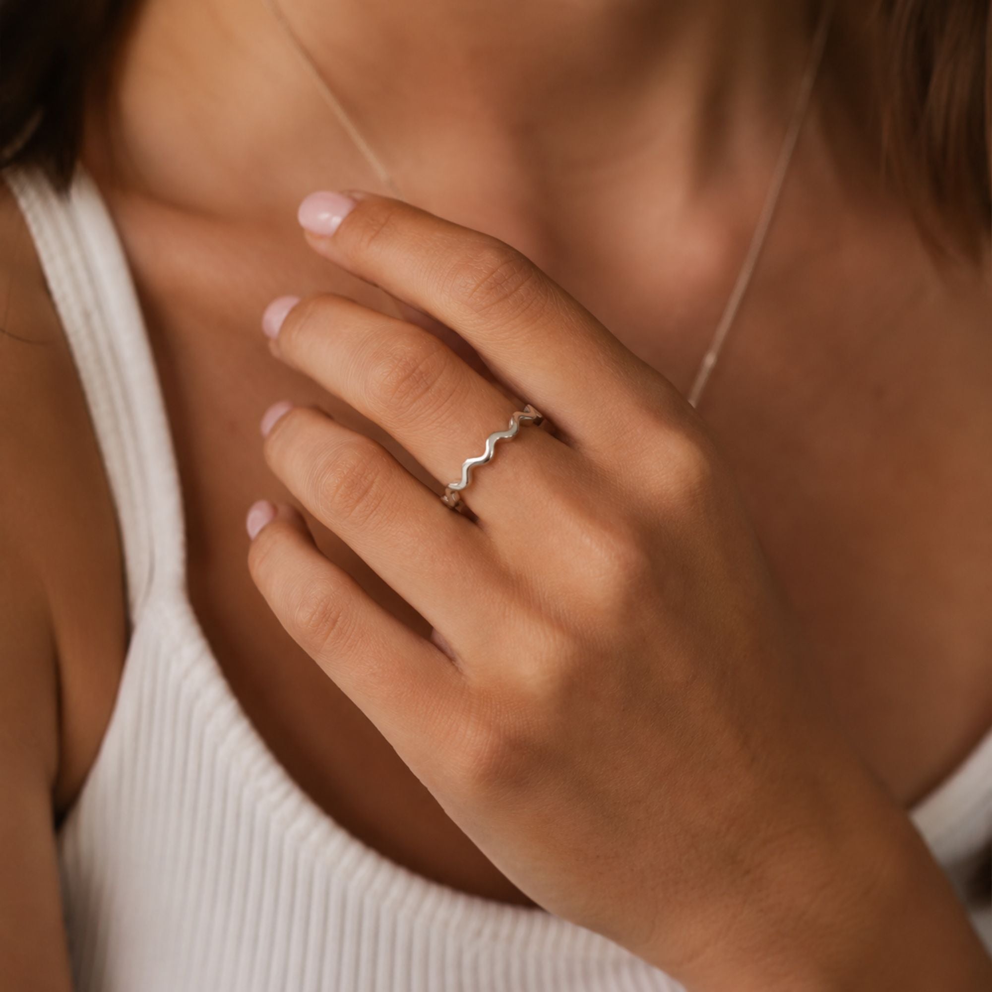 Size 5 Geometric Zigzag Sterling Silver Ring for Women