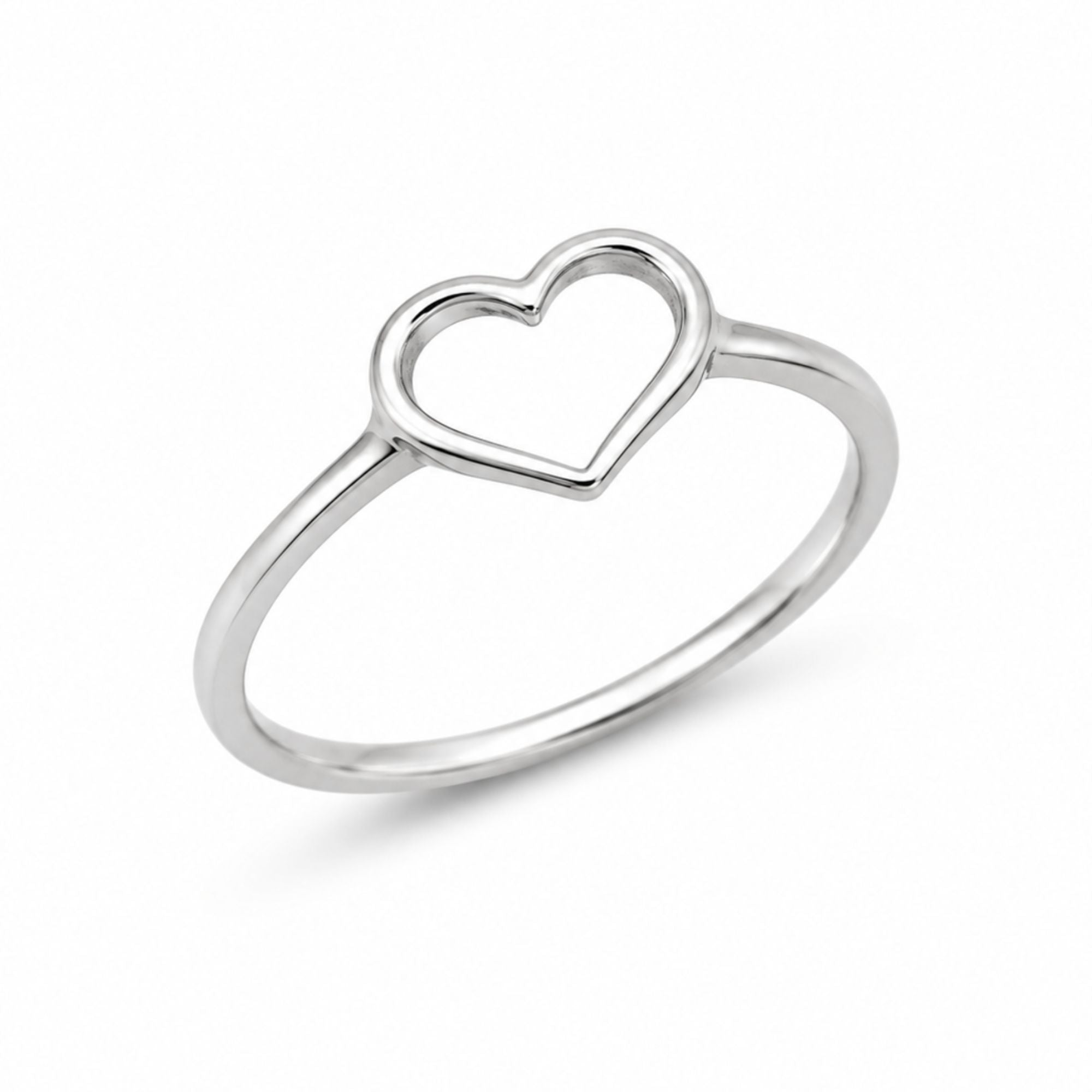 Size 6 Sterling Silver Open Heart Ring for Women Minimalist Band