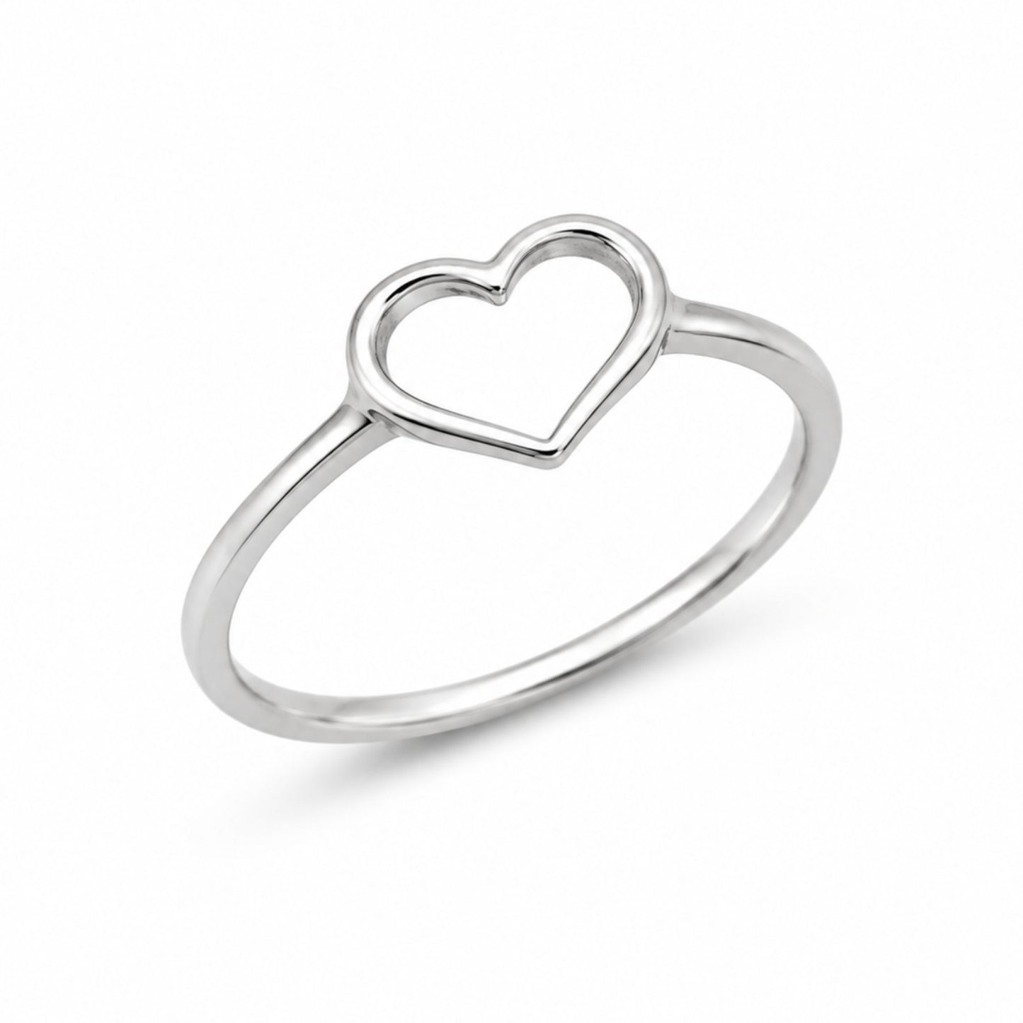 Size 6 Sterling Silver Open Heart Ring for Women Minimalist Band