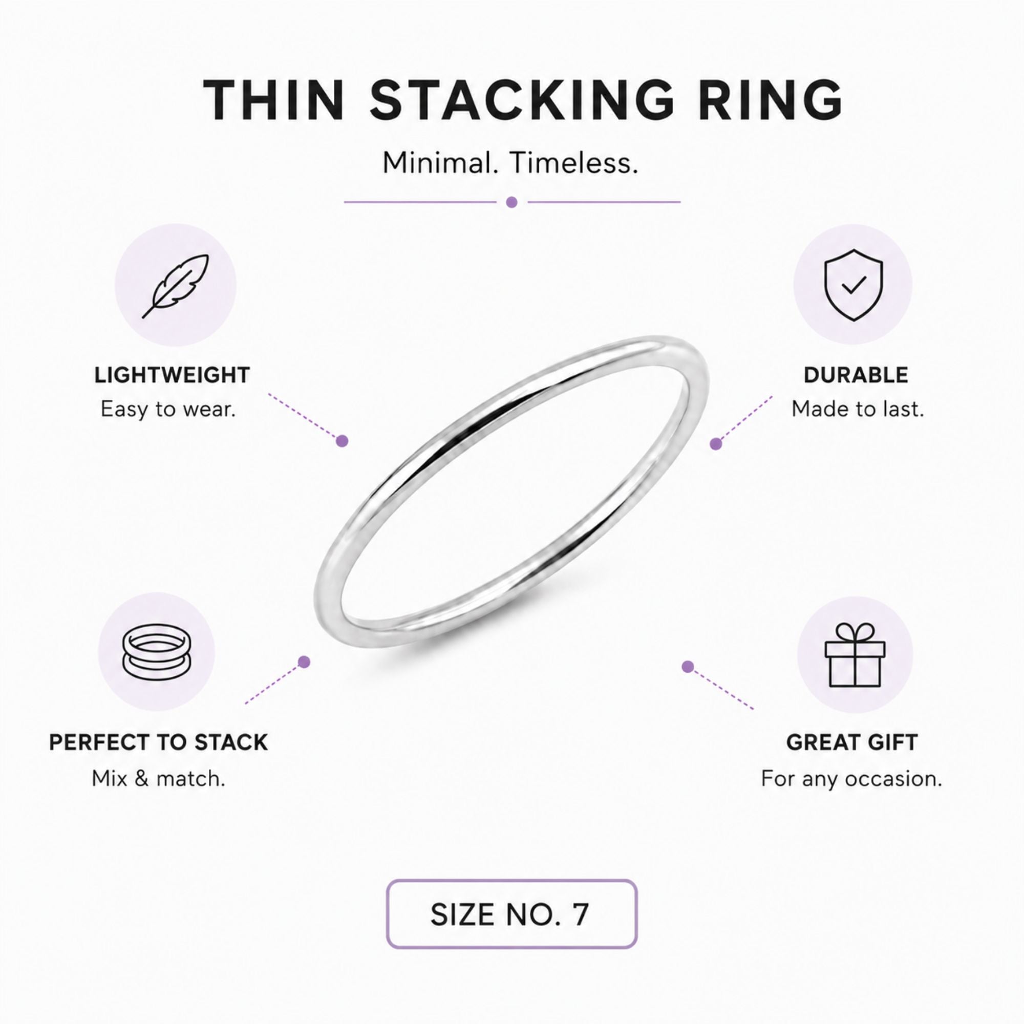 Sterling Silver Double Band Ring Size 7 for Women
