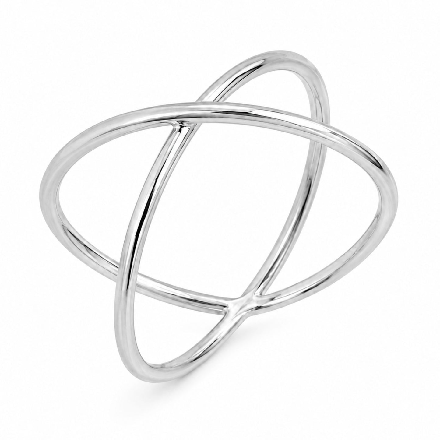 Size 6 Sterling Silver Criss Cross Ring for Women Modern Open Design