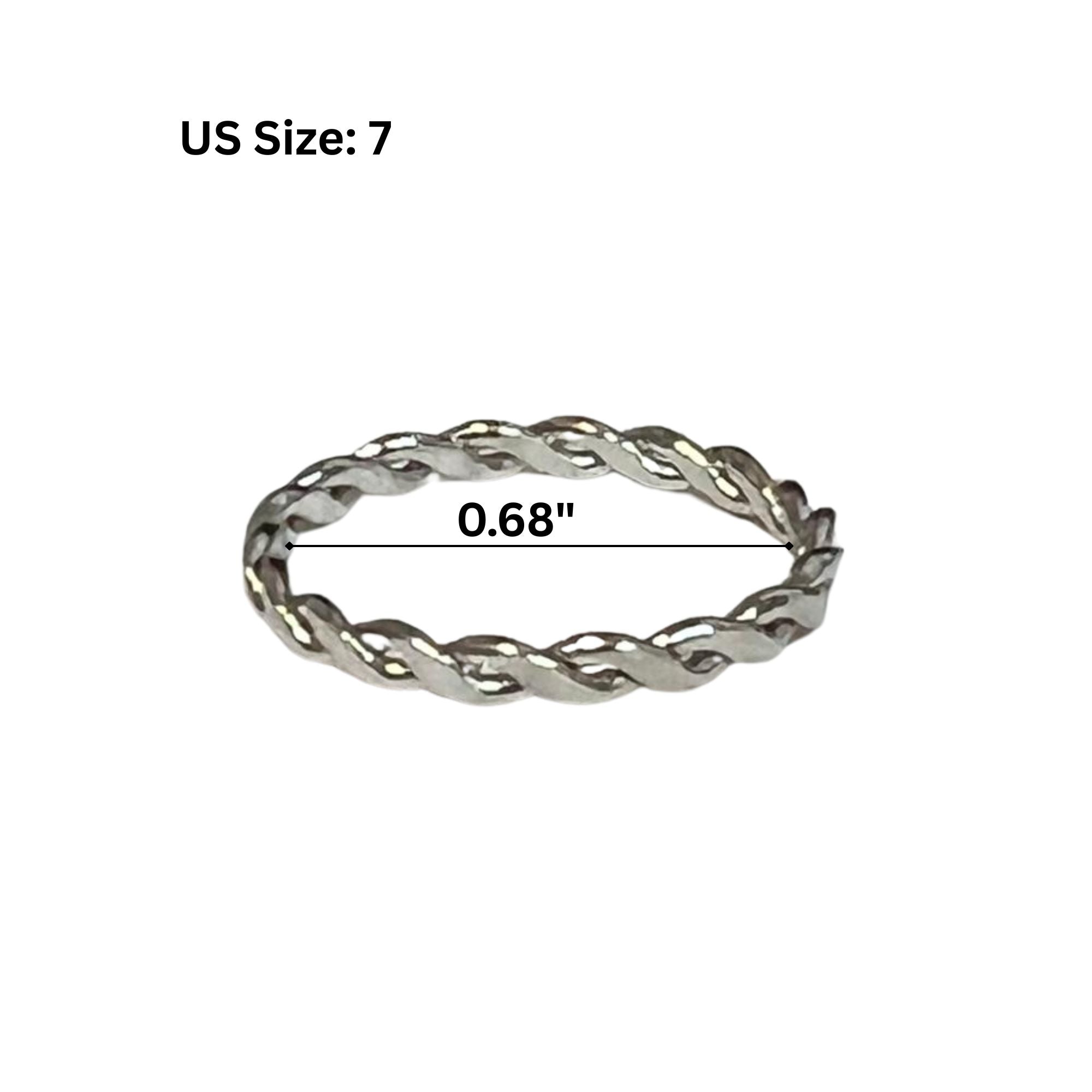 Twisted Silver Tone Stackable Ring – US Size 7 Rings product detail image