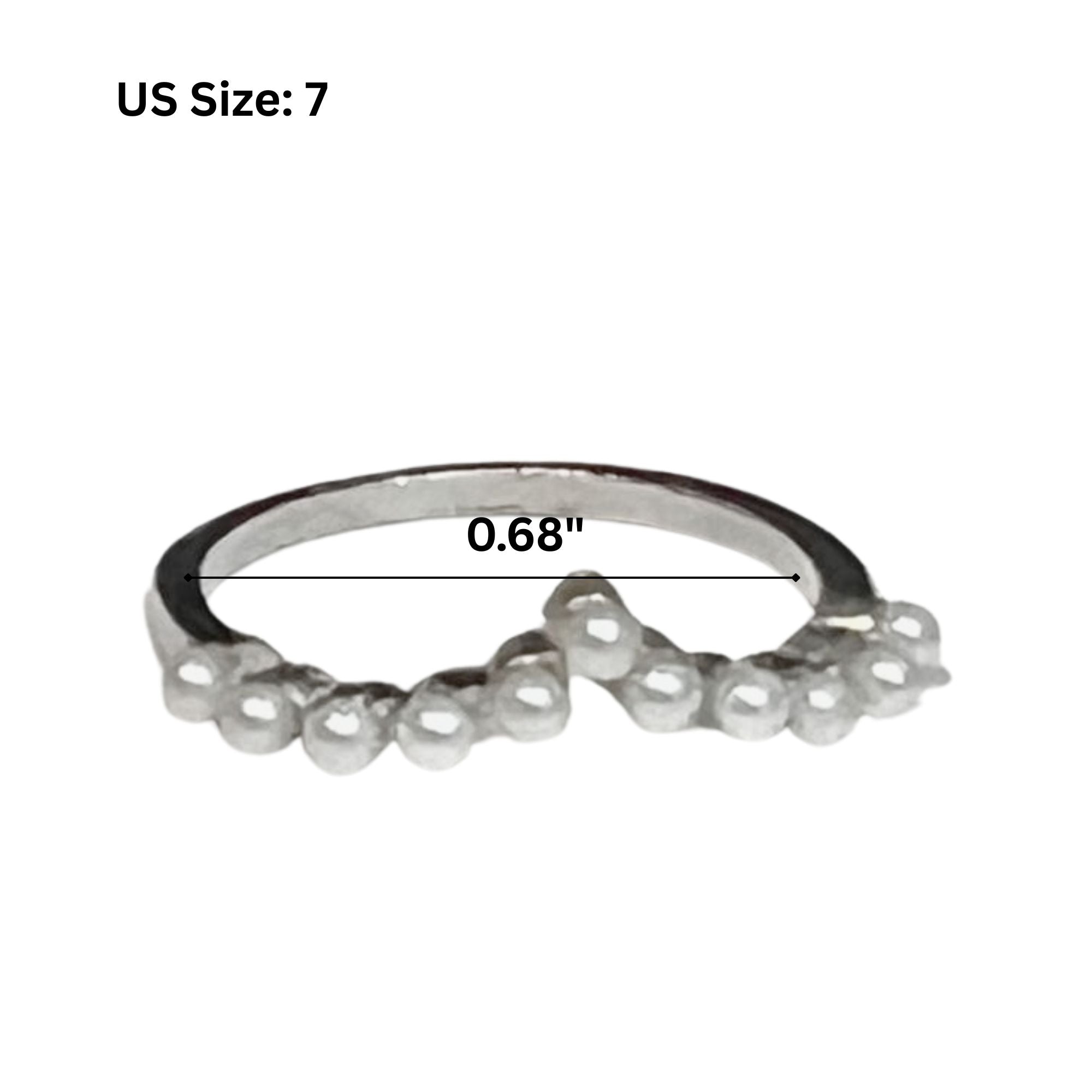 Beaded Silver Tone Stackable Ring – US Size 7 Rings product detail image