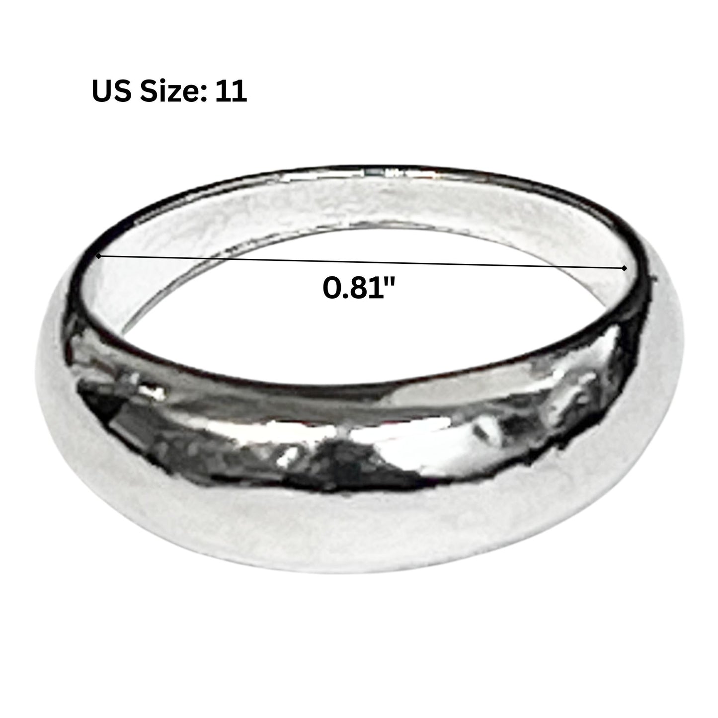 Polished Silver Tone Dome Ring – US Size 11 Rings product detail image