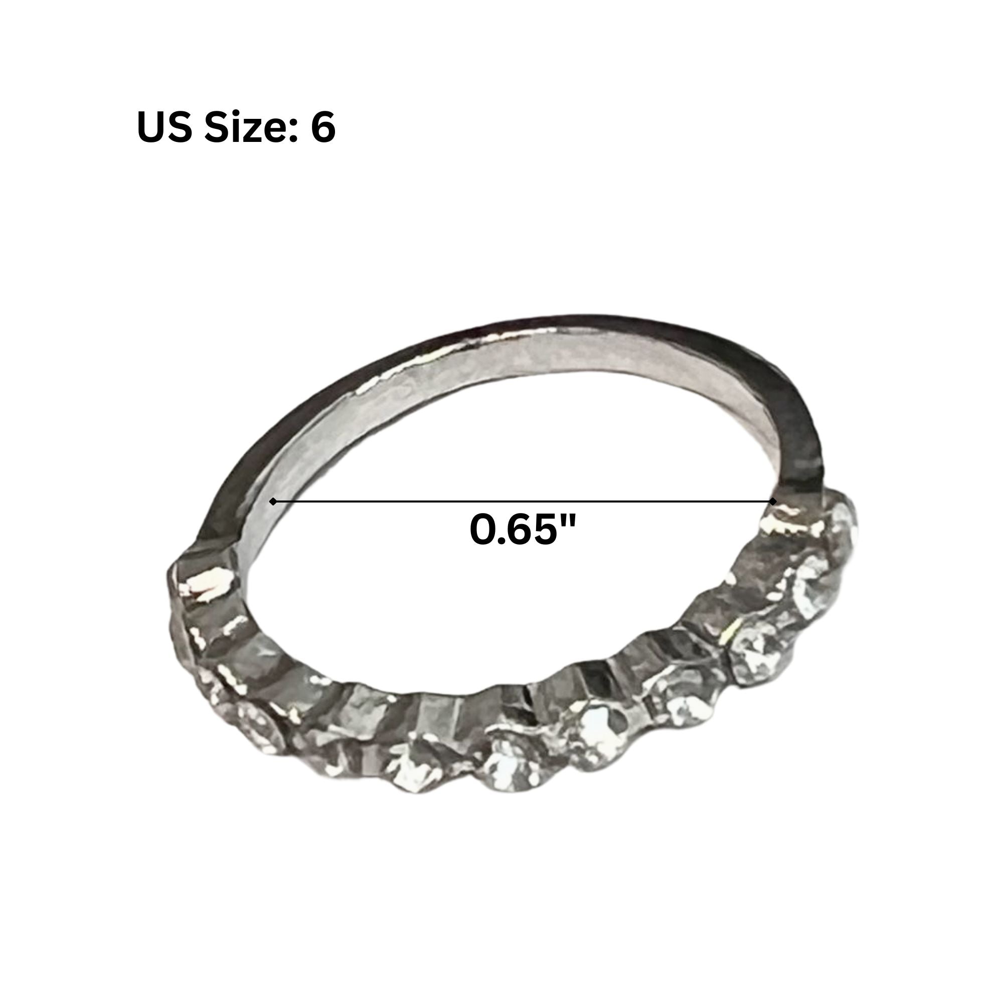 Sterling Silver Textured Half Circle Band Ring US Size 6 Rings product detail image