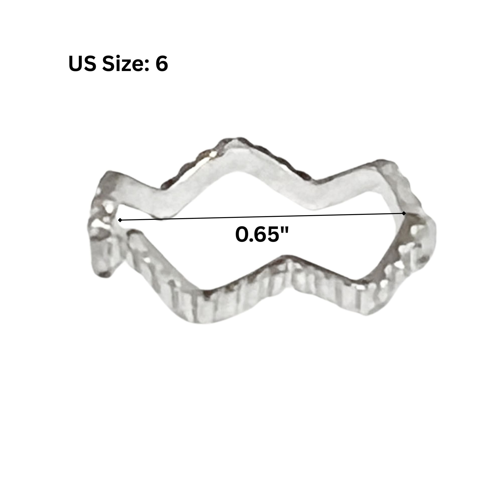 Sterling Silver Zigzag Textured Band Ring – US Size 6 Rings product detail image