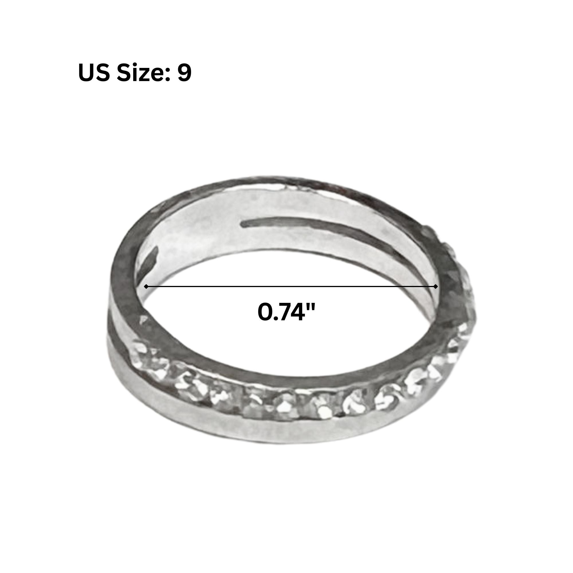 Silver Tone Fashion Band Ring with Crystal Accents – US Size 9 Rings product detail image
