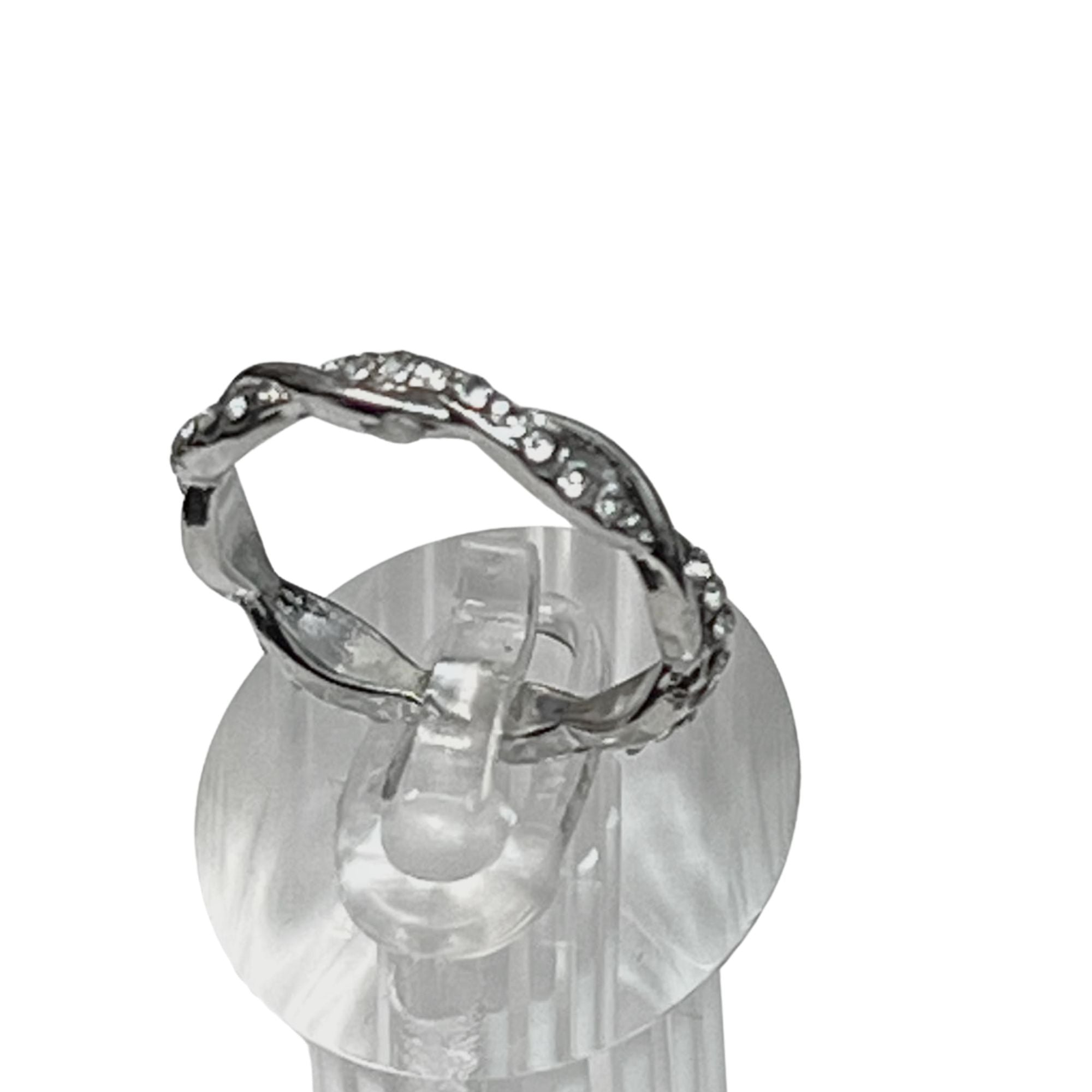 Silver Tone Twisted Crystal Band Ring – US Size 12 Rings size and feature image