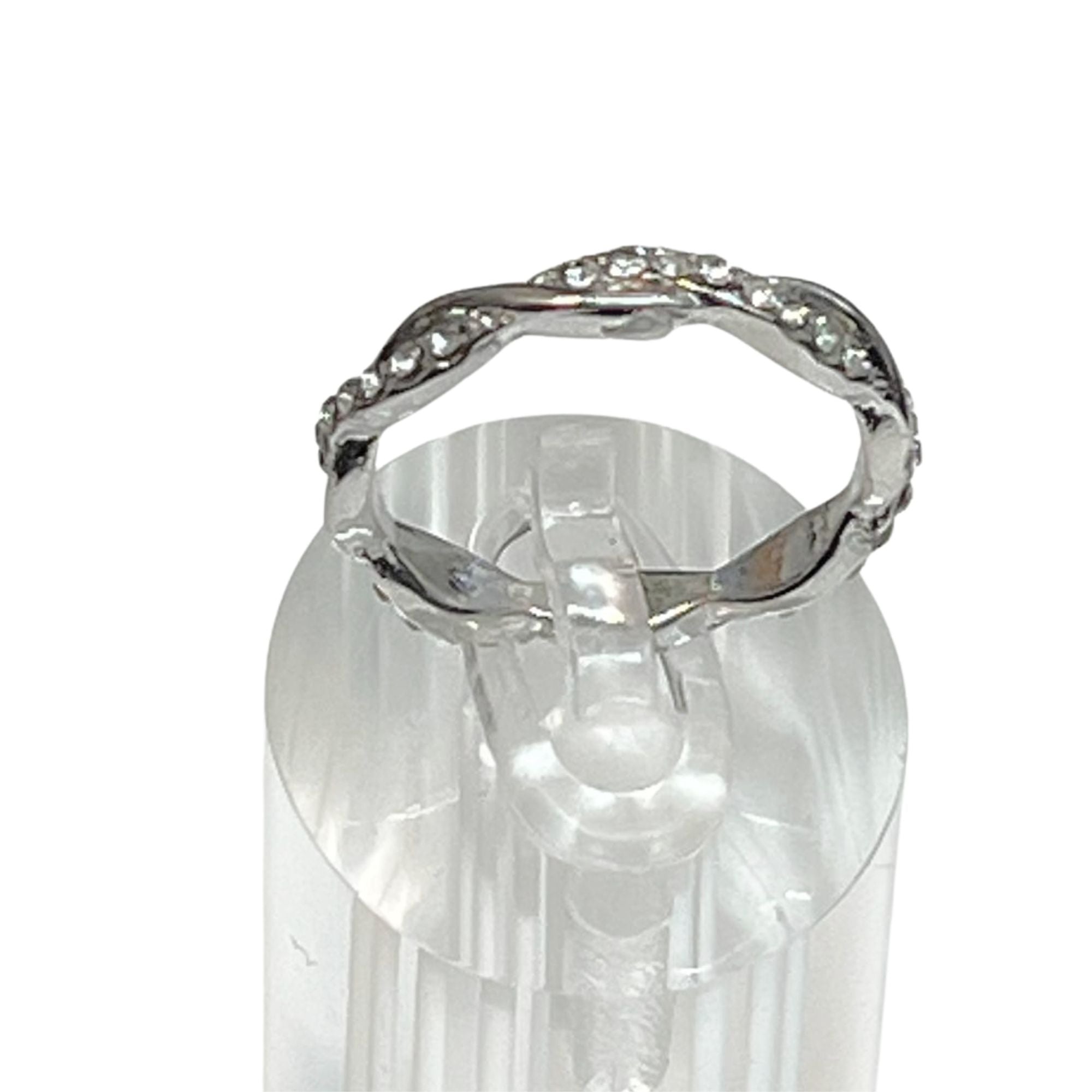 Silver Tone Twisted Crystal Band Ring – US Size 12 Rings main product image