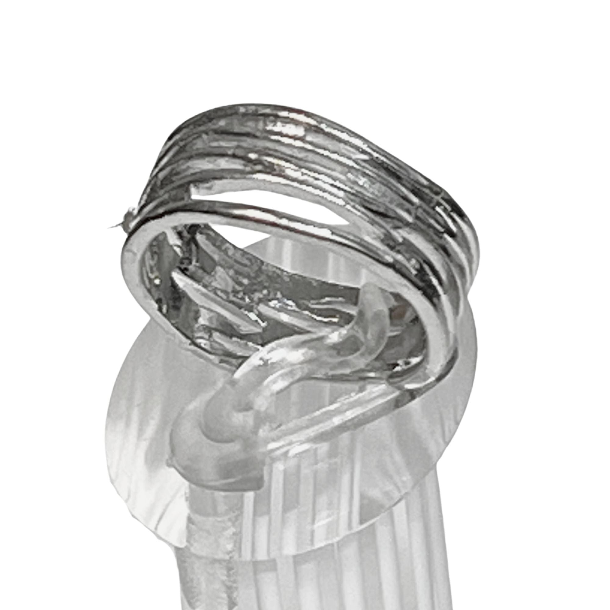 Silver Tone Textured Multi Line Band Ring – US Size 9 Rings main product image