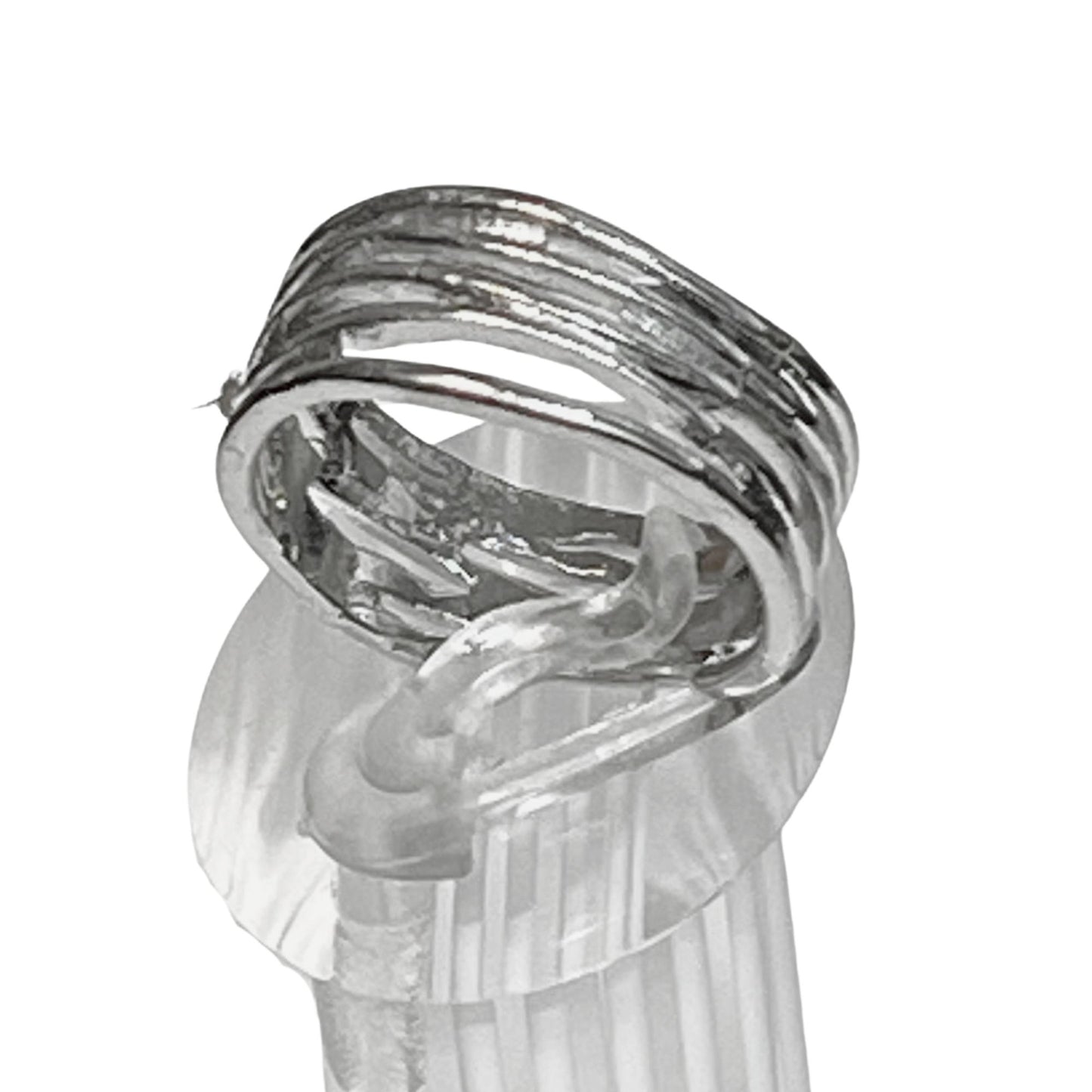 Silver Tone Textured Multi Line Band Ring – US Size 9 Rings main product image
