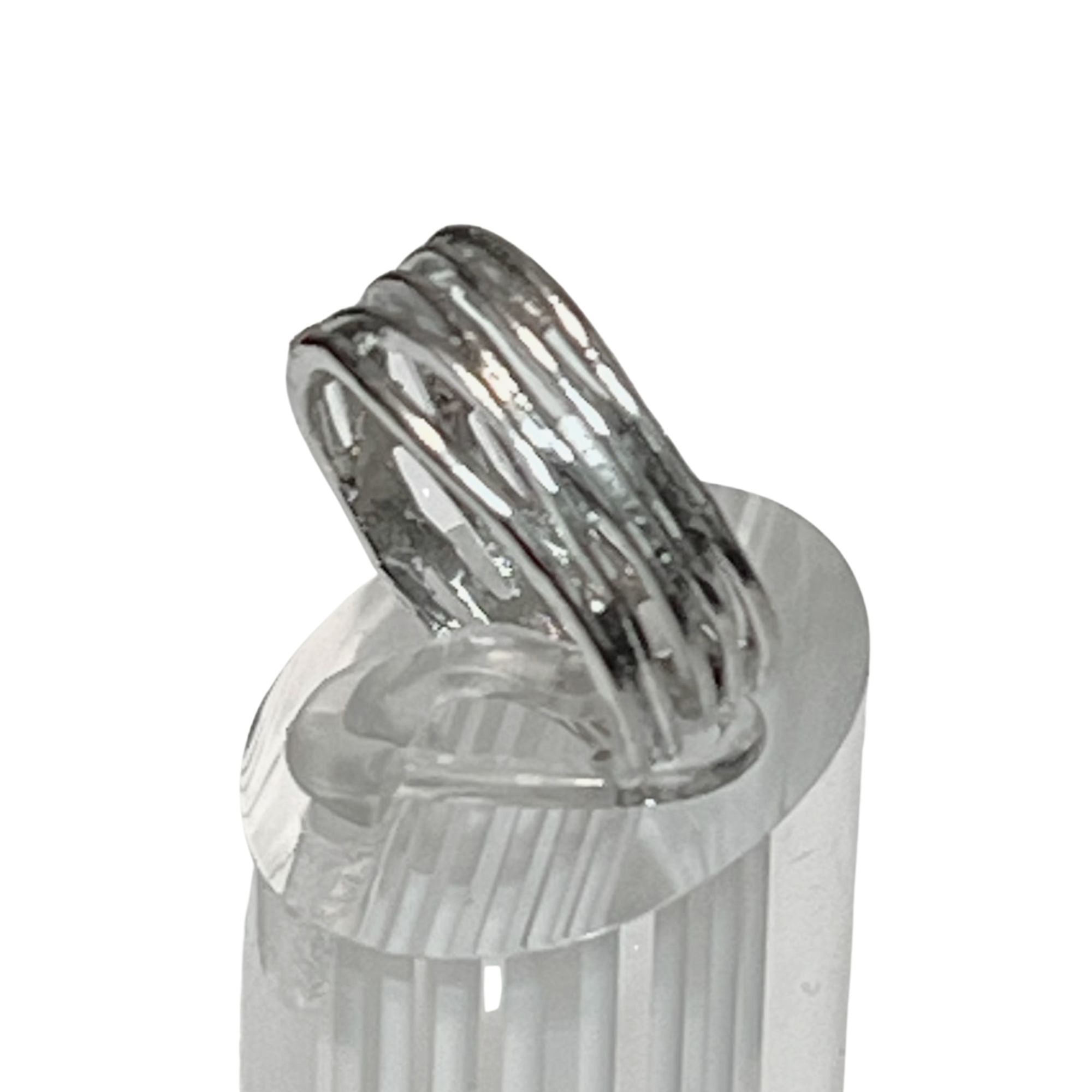 Silver Tone Textured Multi Line Band Ring – US Size 9 Rings size and feature image