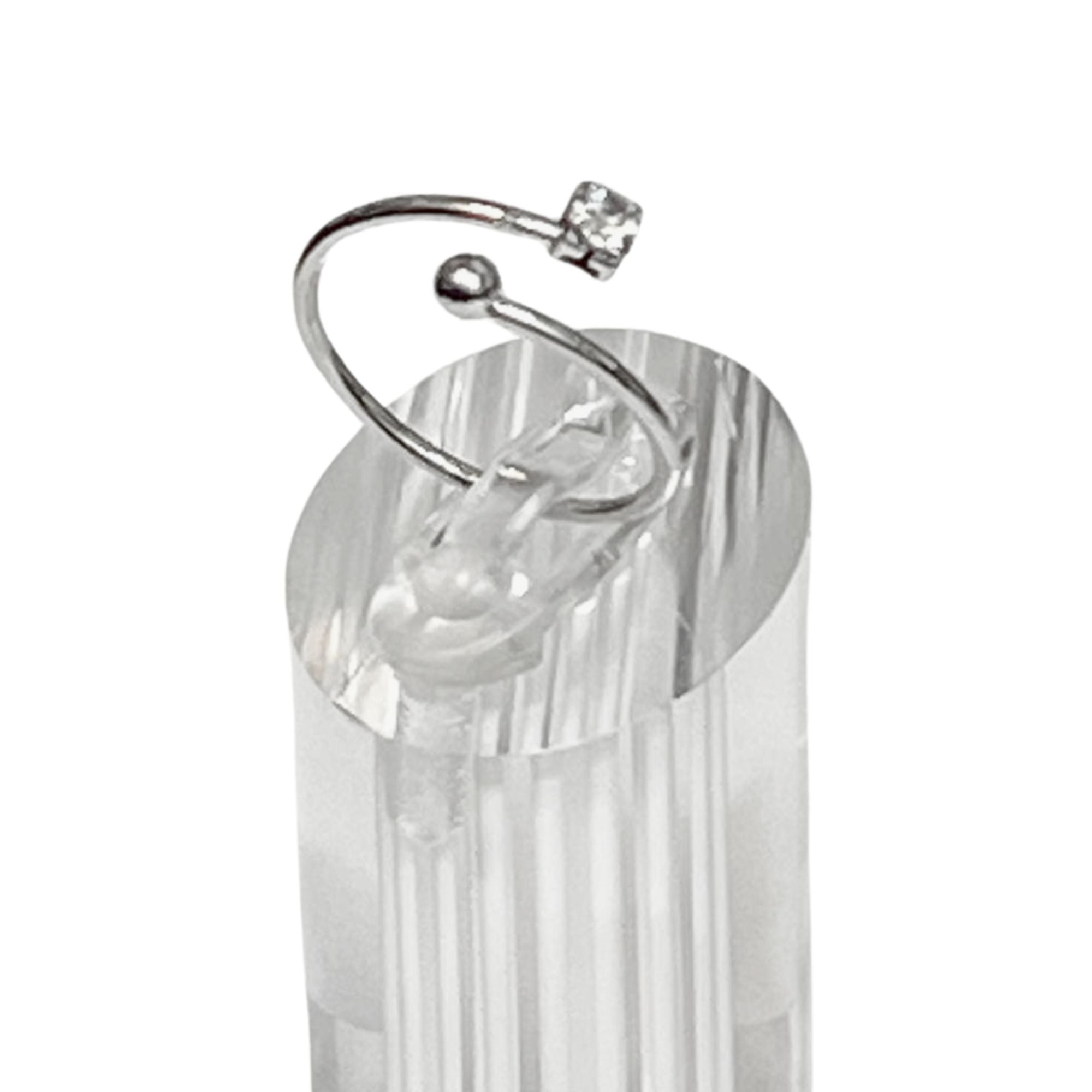 Adjustable Silver Tone Ring with Crystal Accent – US Size 6 Rings main product image