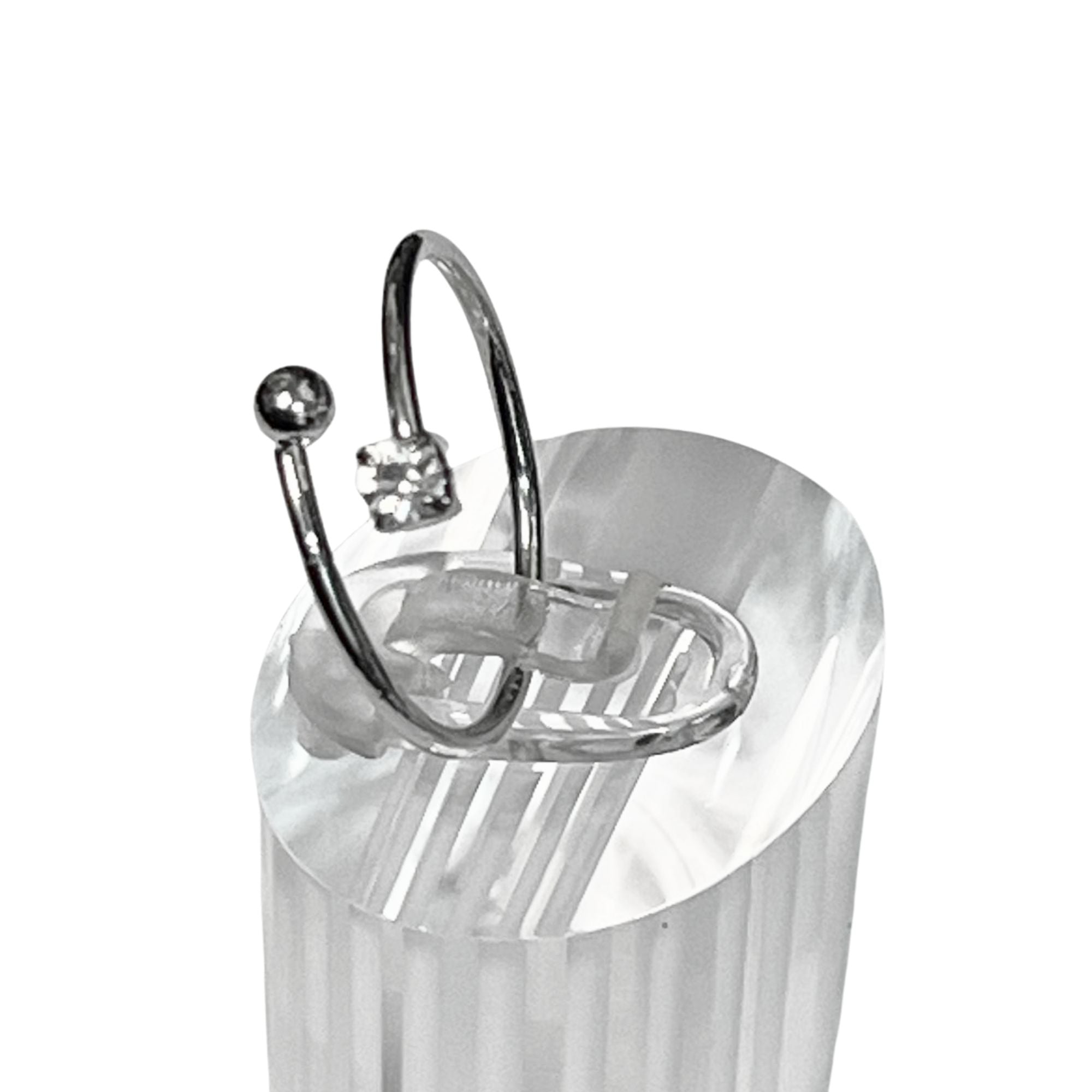 Adjustable Silver Tone Ring with Crystal Accent – US Size 6 Rings size and feature image