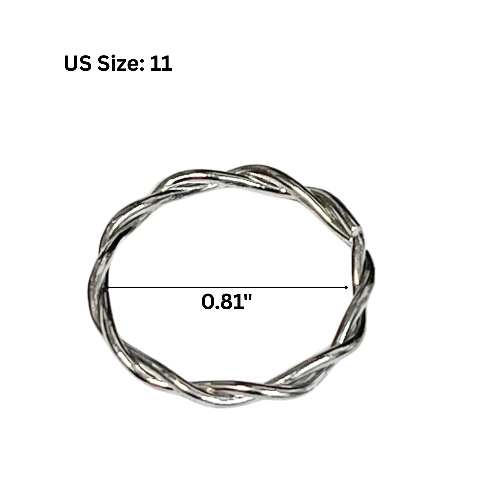 Twisted Silver Tone Band Ring – US Size 11 Rings product detail image