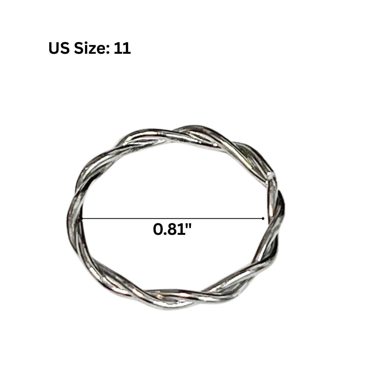 Twisted Silver Tone Band Ring – US Size 11 Rings product detail image
