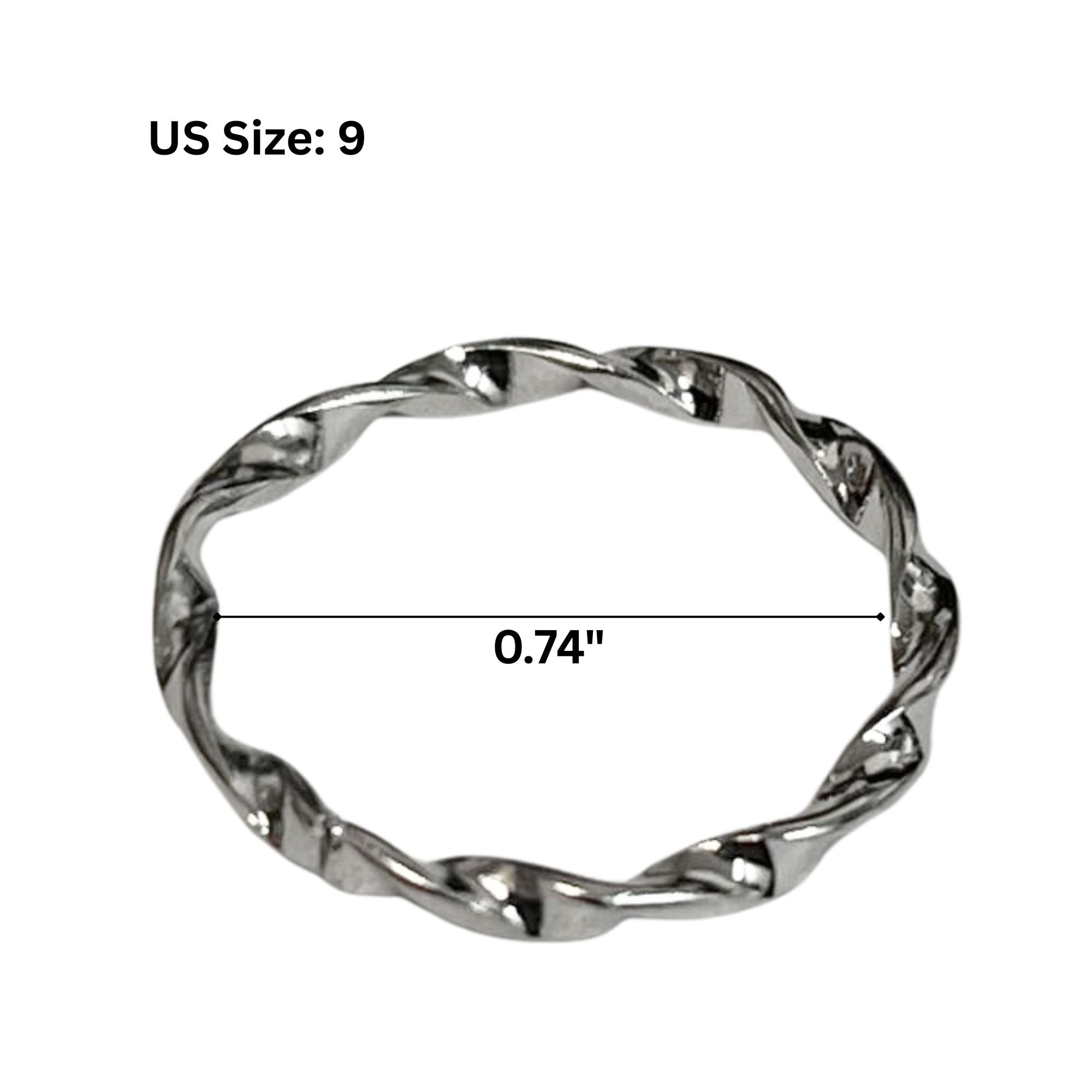 Twisted Silver Tone Band Ring – US Size 9 Rings product detail image