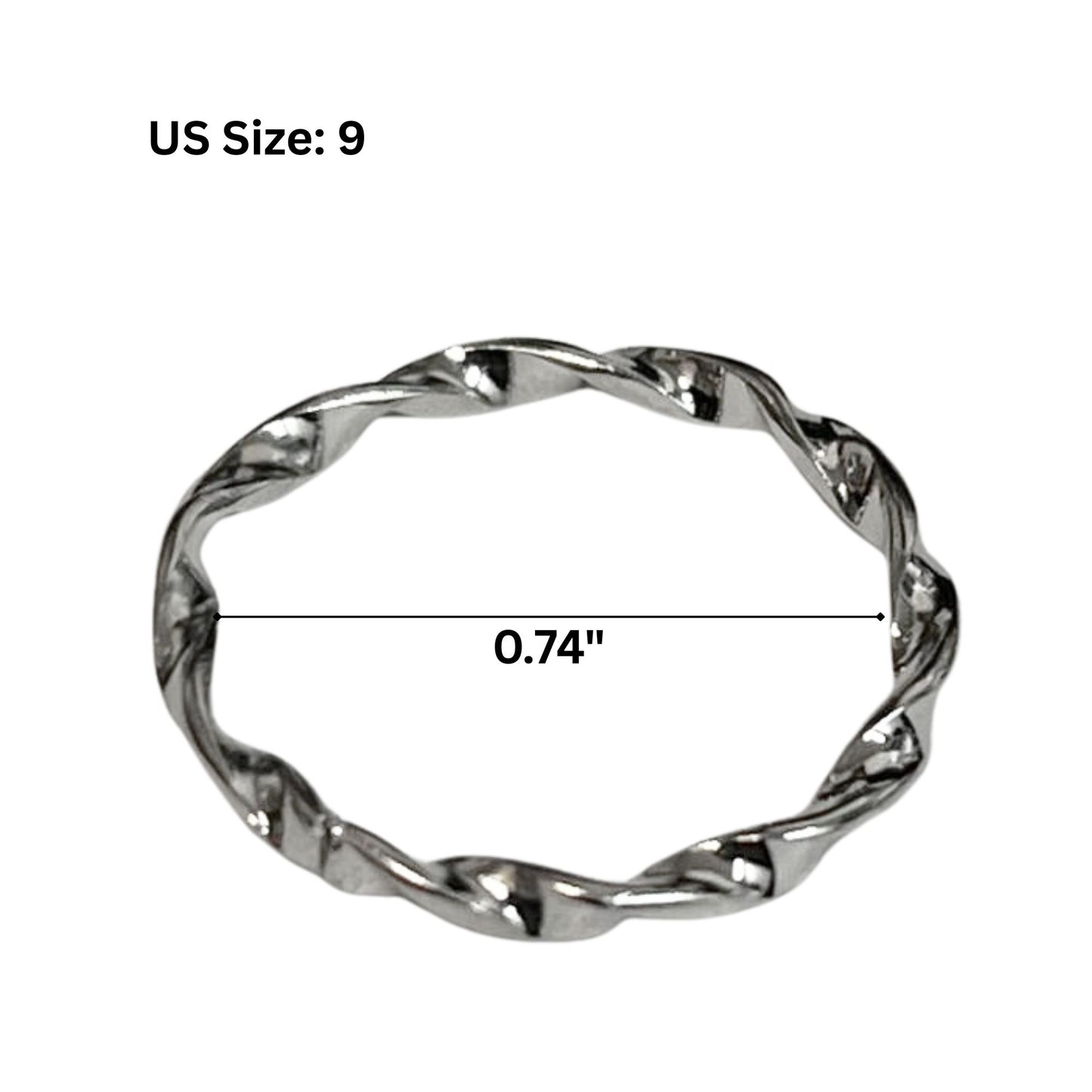 Twisted Silver Tone Band Ring – US Size 9 Rings product detail image