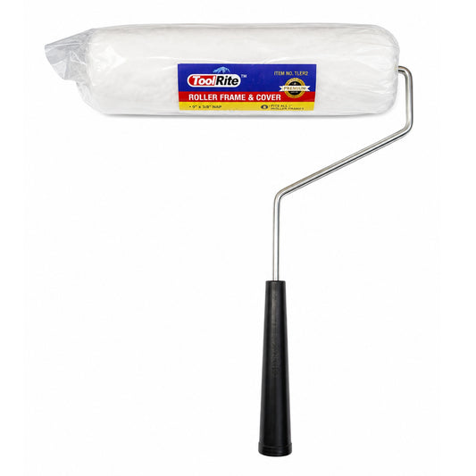9" Paint Roller Frame & Cover Set 3/8" Nap Smooth Finish Kit