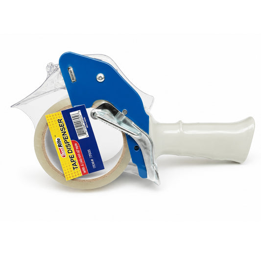 Heavy duty tape dispenser gun with packing tape roll for box sealing