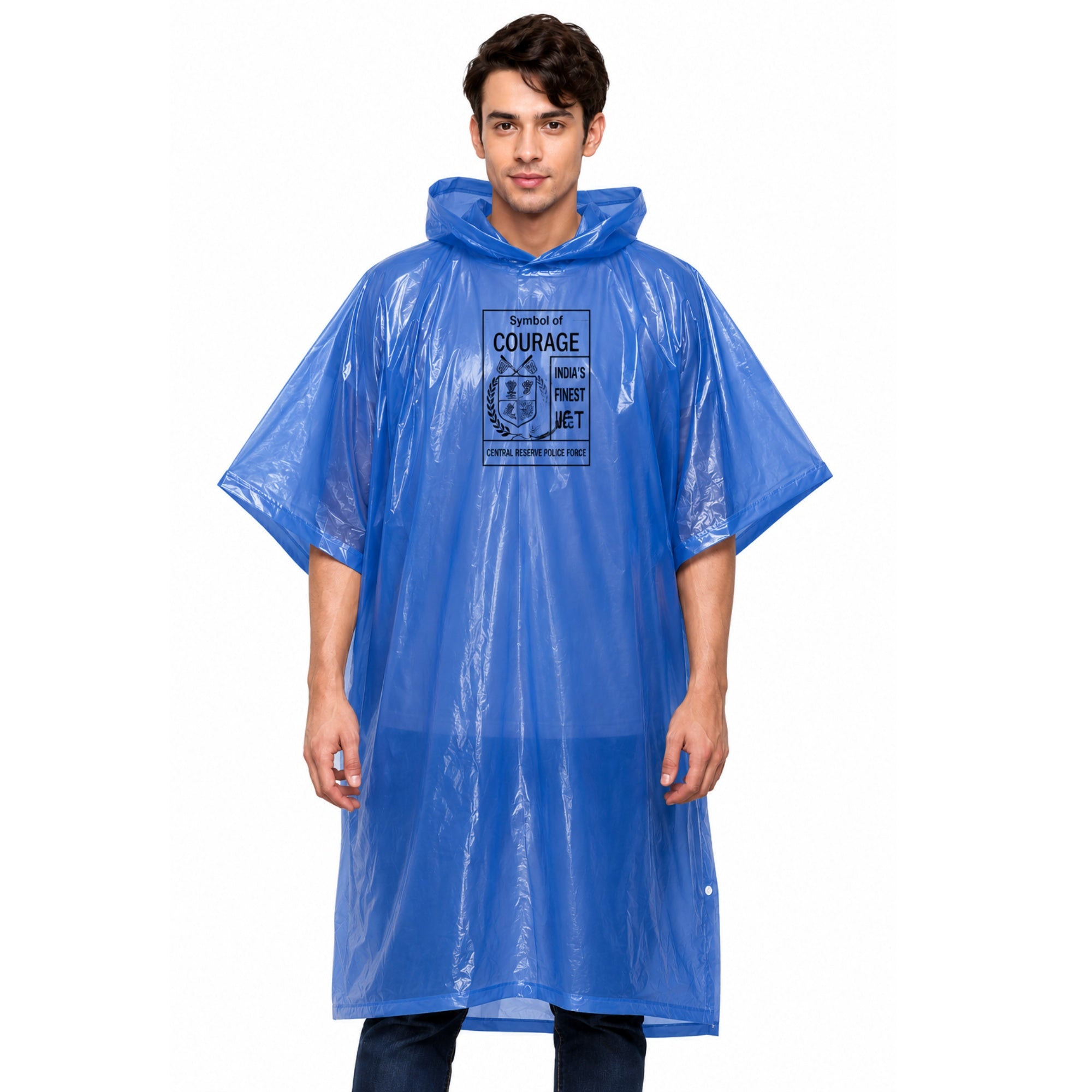 52 x 80 lightweight adult rain poncho blue waterproof reusable