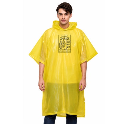Yellow reusable rain poncho adult lightweight emergency rainwear