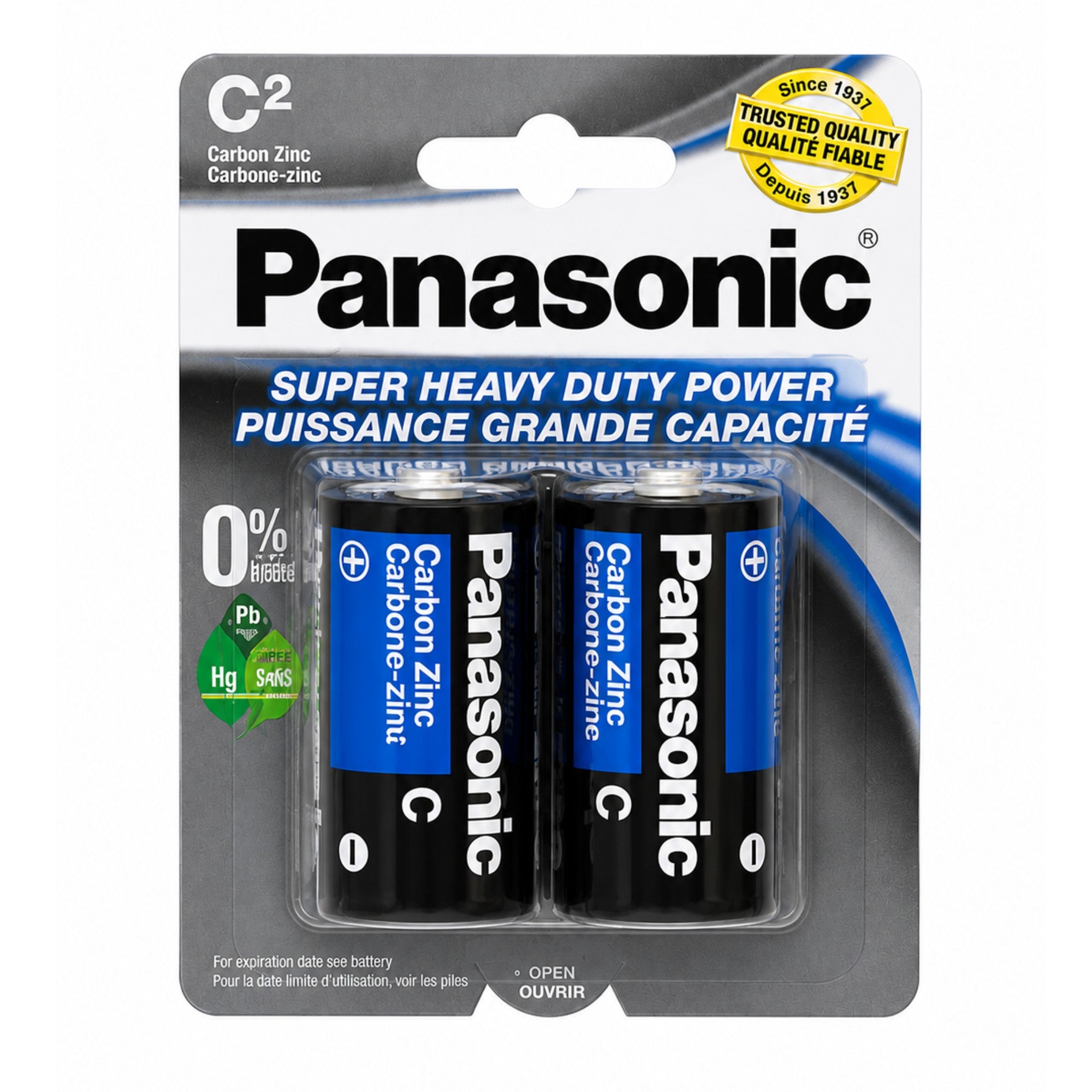 Panasonic C batteries 2 pack carbon zinc heavy duty power