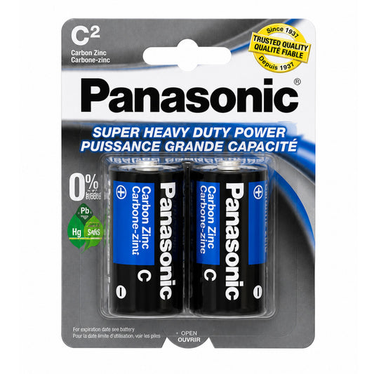 Panasonic C batteries 2 pack carbon zinc heavy duty power