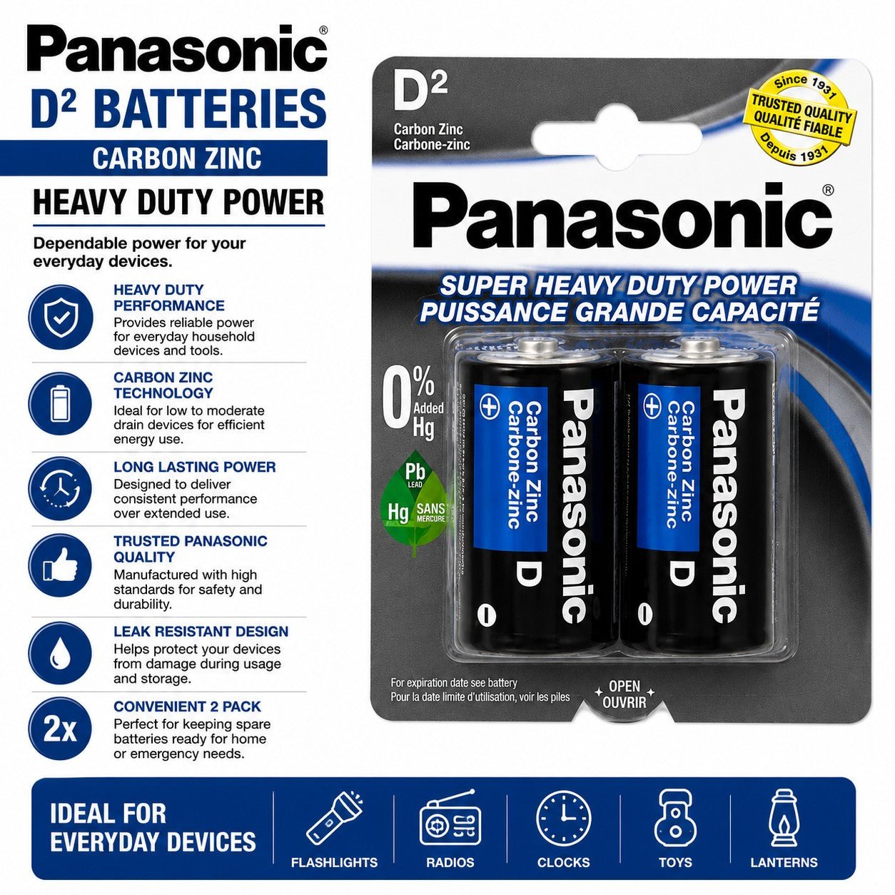 D size battery pack for flashlights and household devices