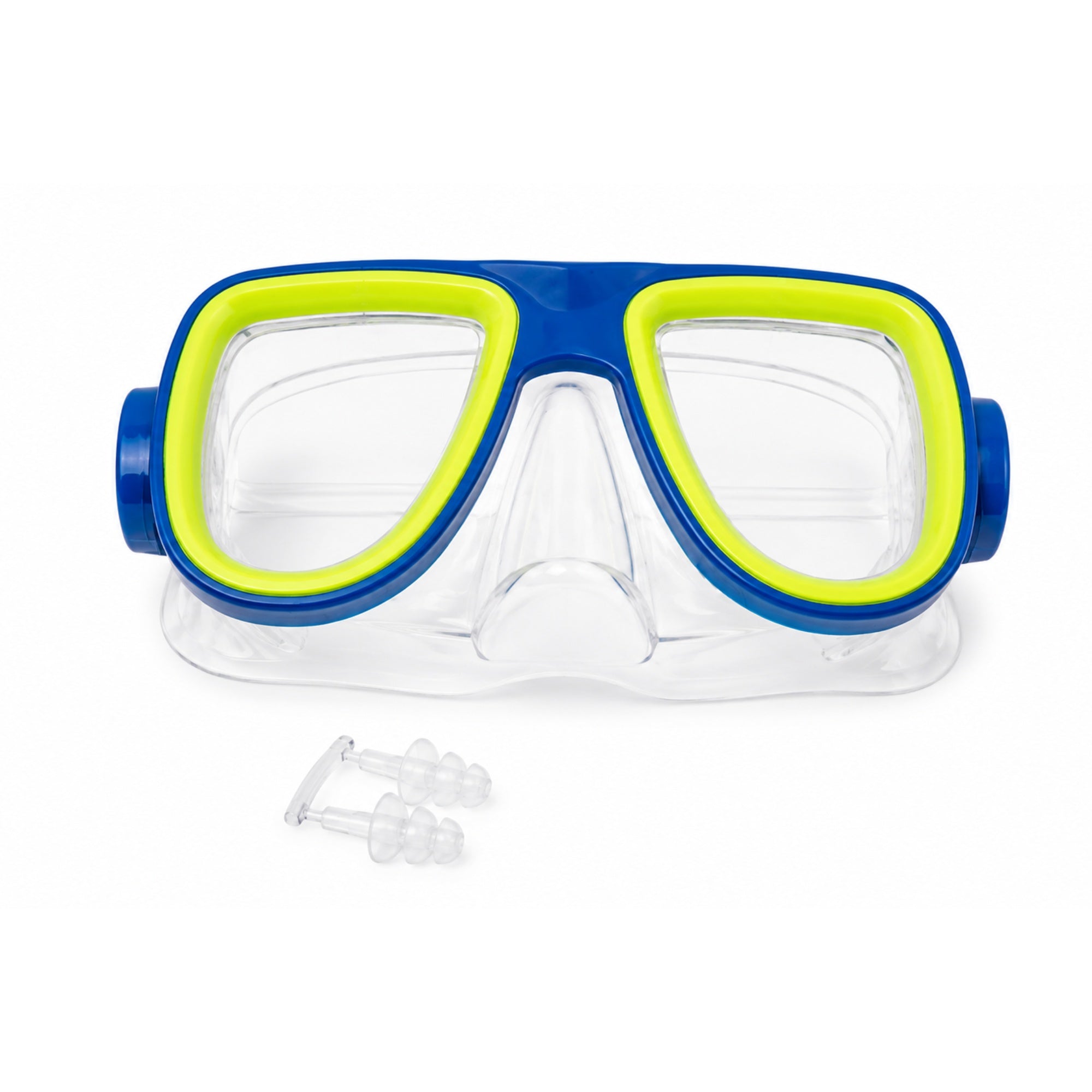 blue snorkeling mask with clear lens for swimming and diving