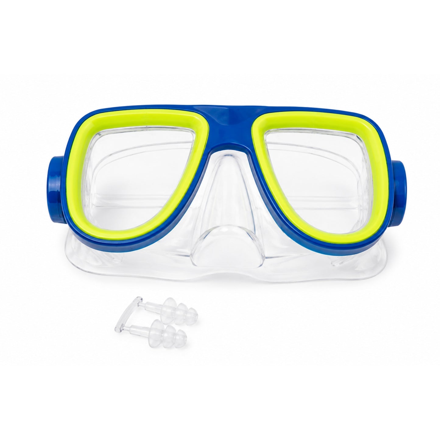 blue snorkeling mask with clear lens for swimming and diving