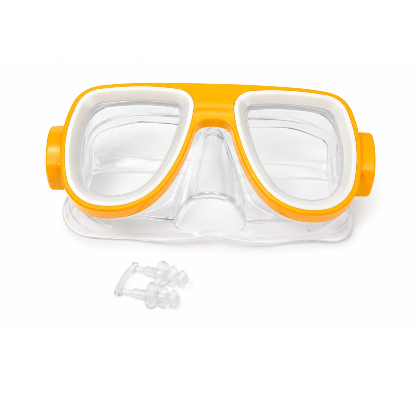 Yellow snorkeling mask with clear lens for swimming and diving