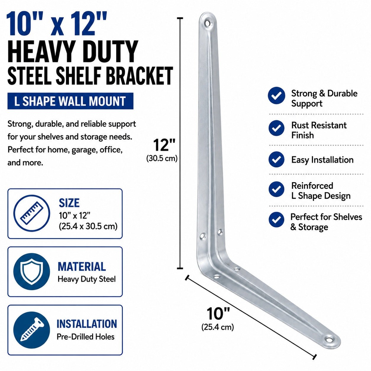 steel shelf support bracket for garage and storage use