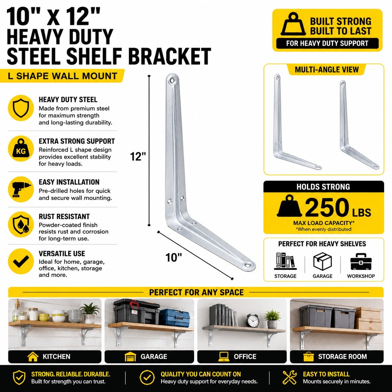 wall mounted heavy duty bracket for large shelves