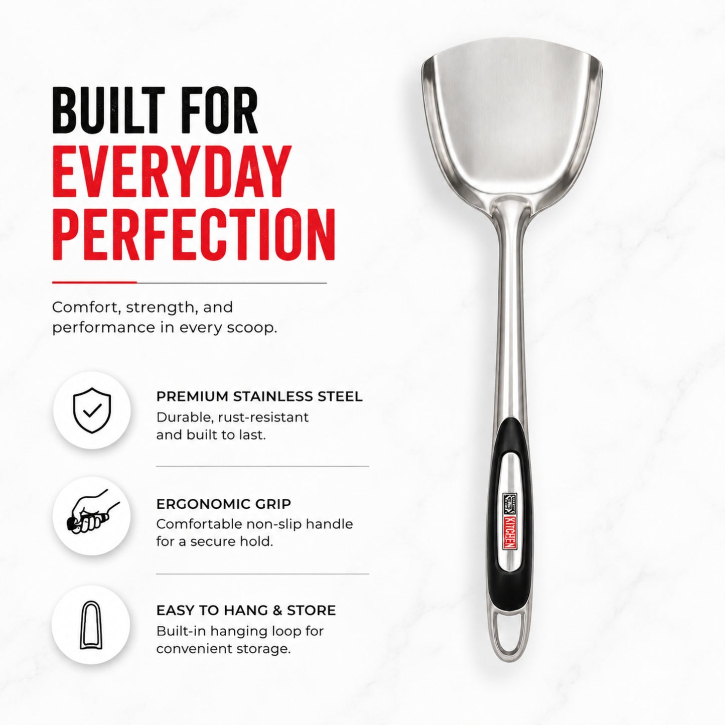 Stainless Steel Kitchen Scoop Shovel for Cooking & Serving