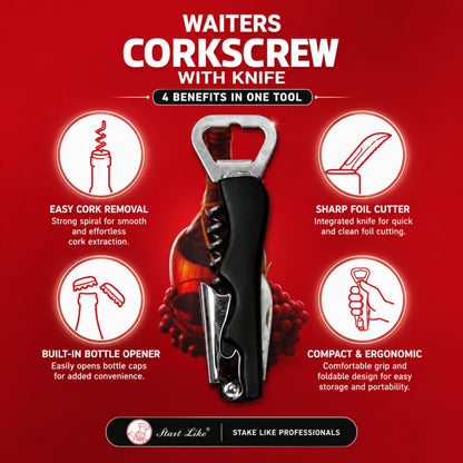 Waiters Corkscrew Bottle Opener with Folding Knife
