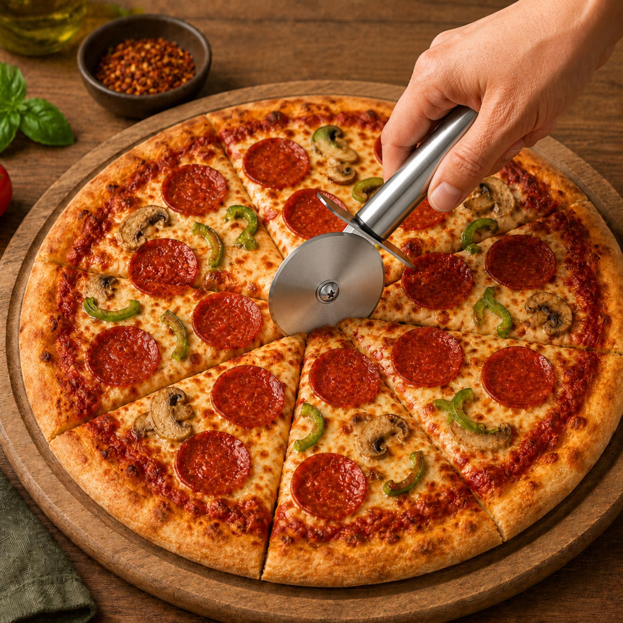 Pizza Cutter Wheel Stainless Steel Easy Grip Kitchen Tool