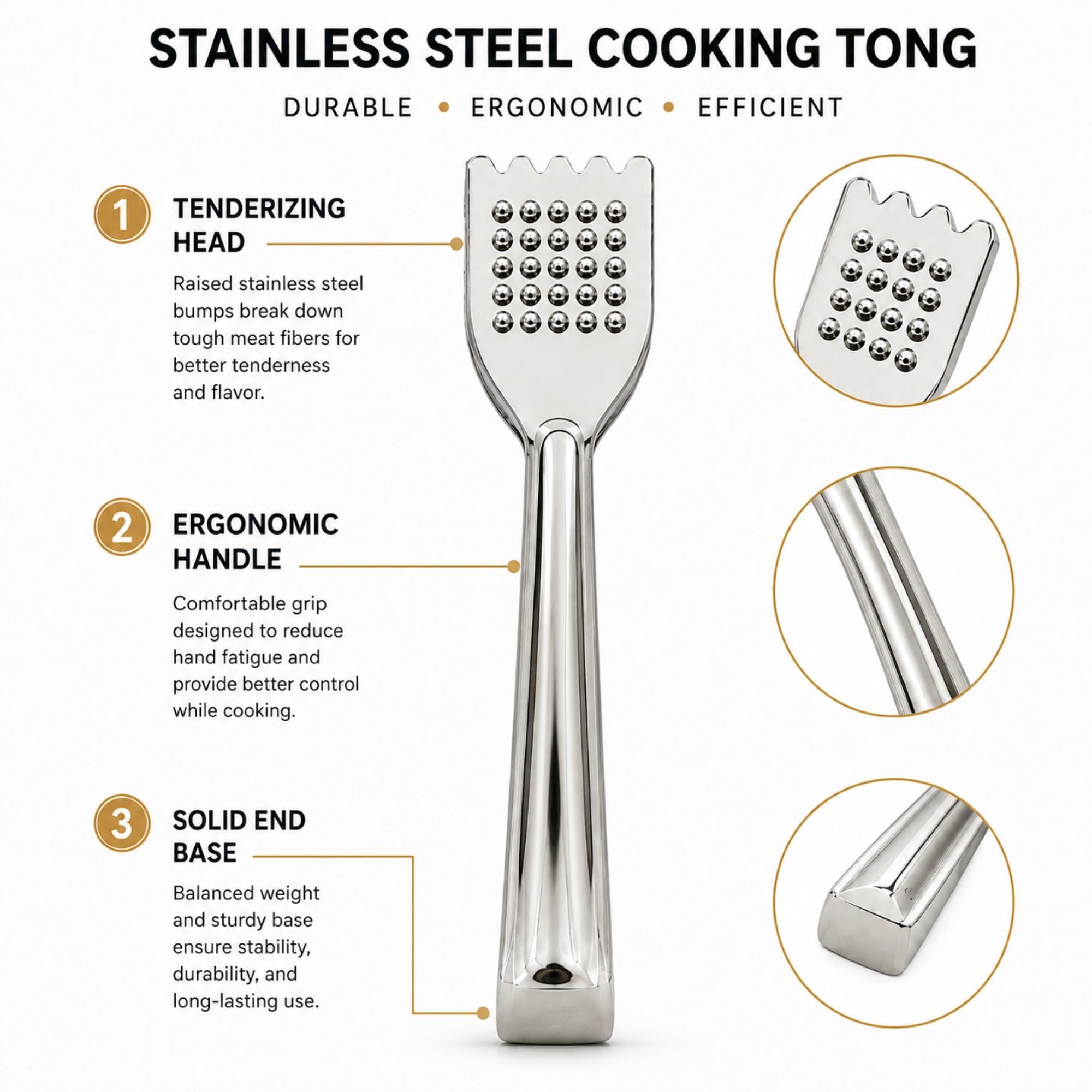 Stainless Steel Cooking Tong Kitchen Utensil Tool