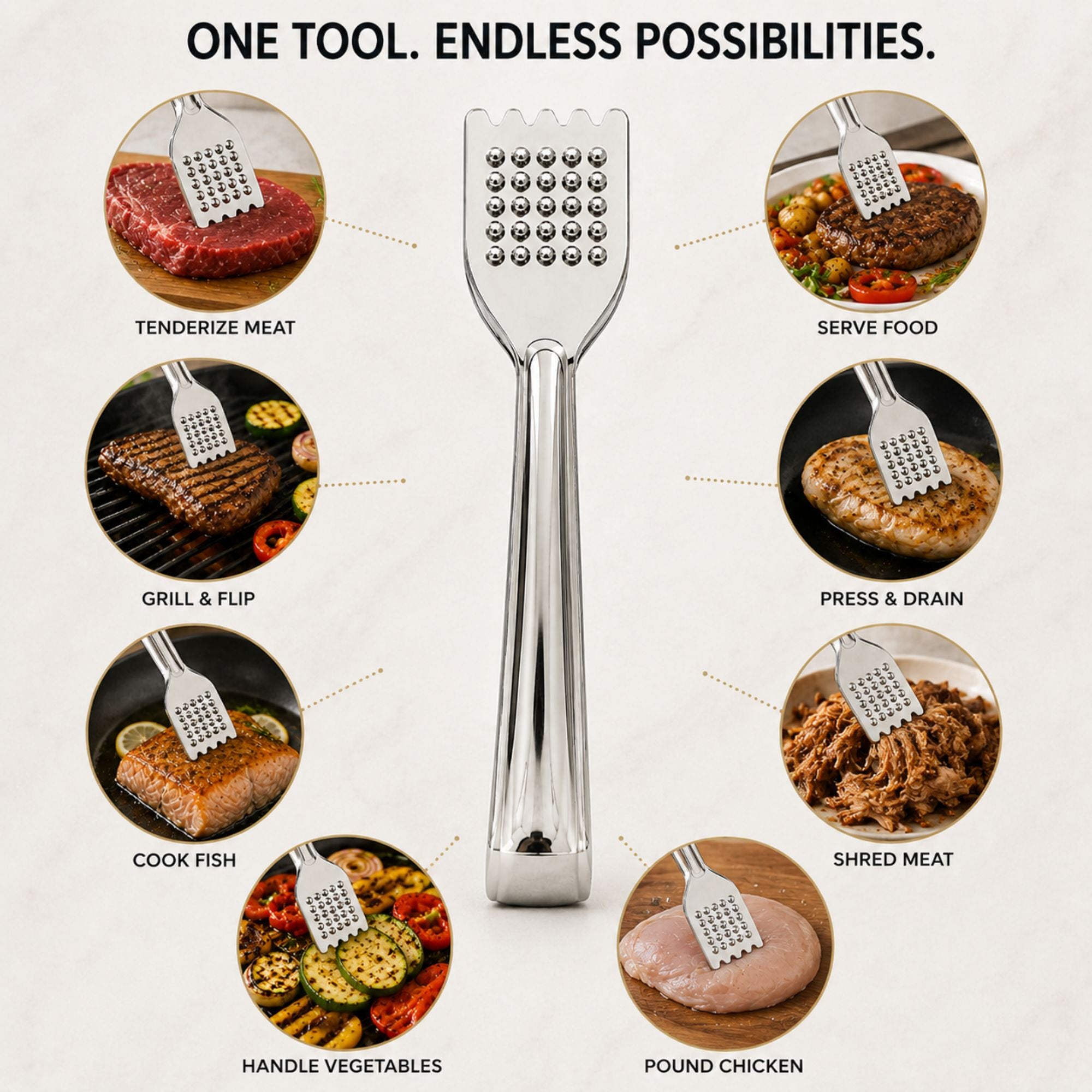 Stainless Steel Cooking Tong for Kitchen and Serving