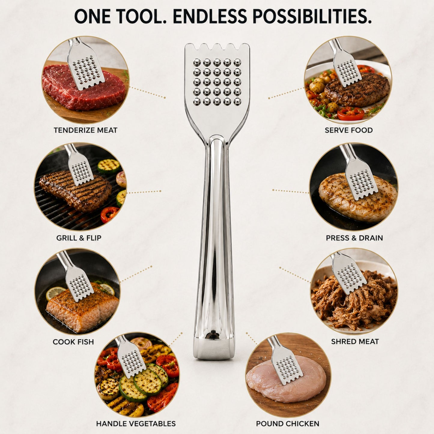 Stainless Steel Cooking Tong for Kitchen and Serving